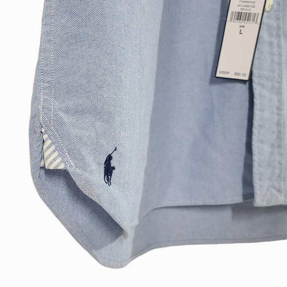 Ralph Lauren NEW Shirt Untuck Flap Pocket Chambray Blue Large - Picture 10 of 13